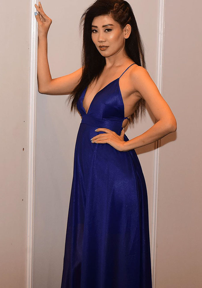 Navy blue gown