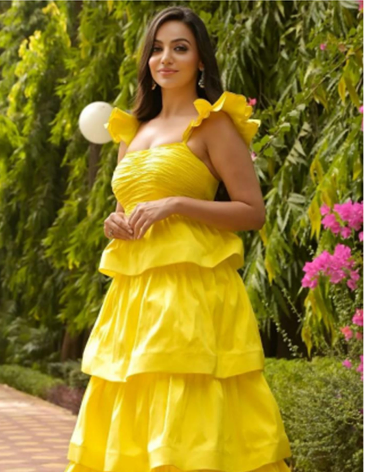 Yellow ruffle dress
