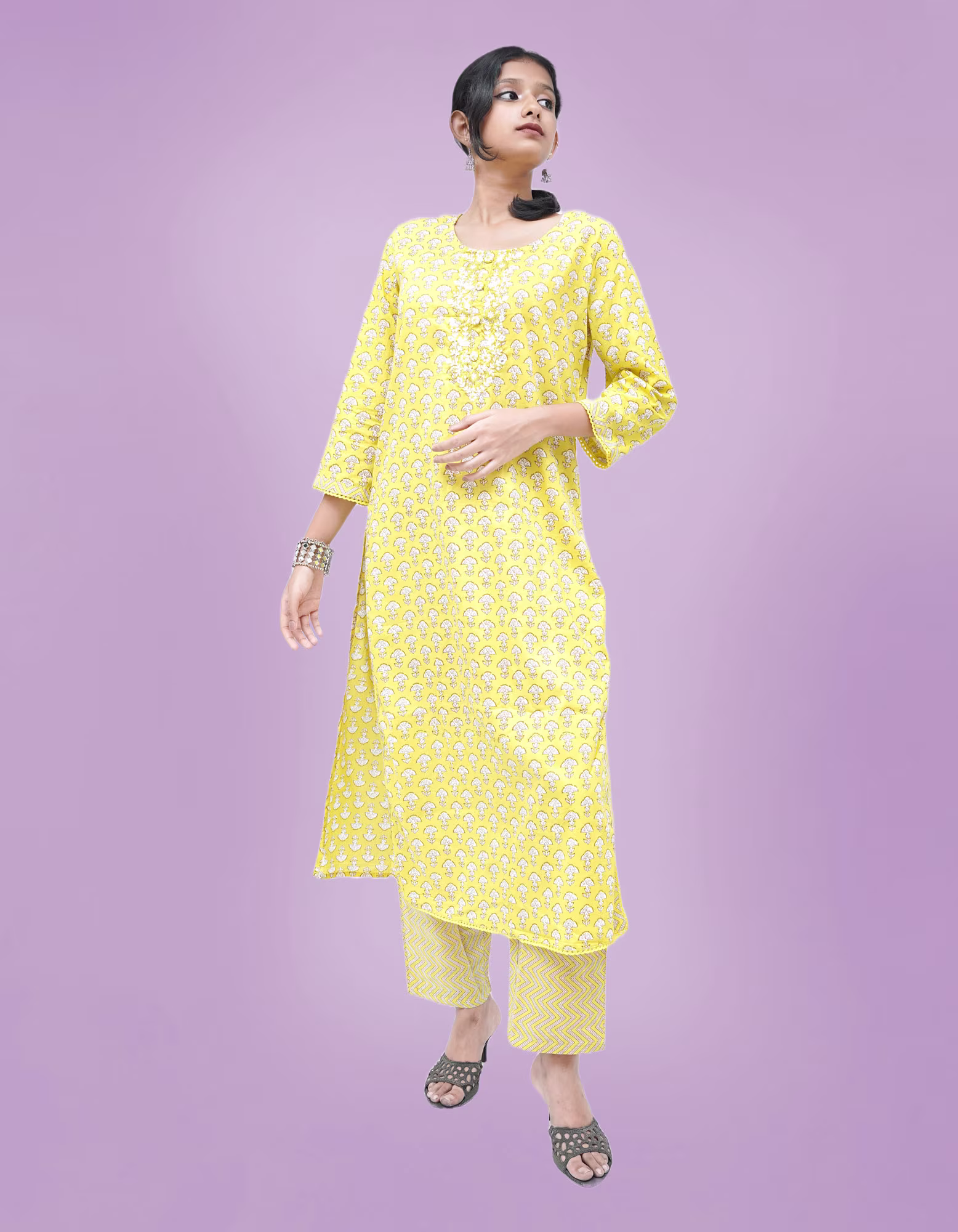 A Linke Cotton Kurta set with Dupptta