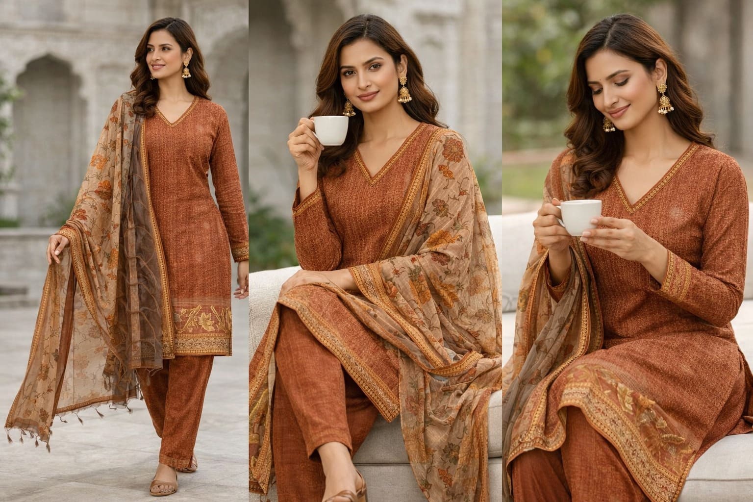 Terra Silk Boat-Neck Set