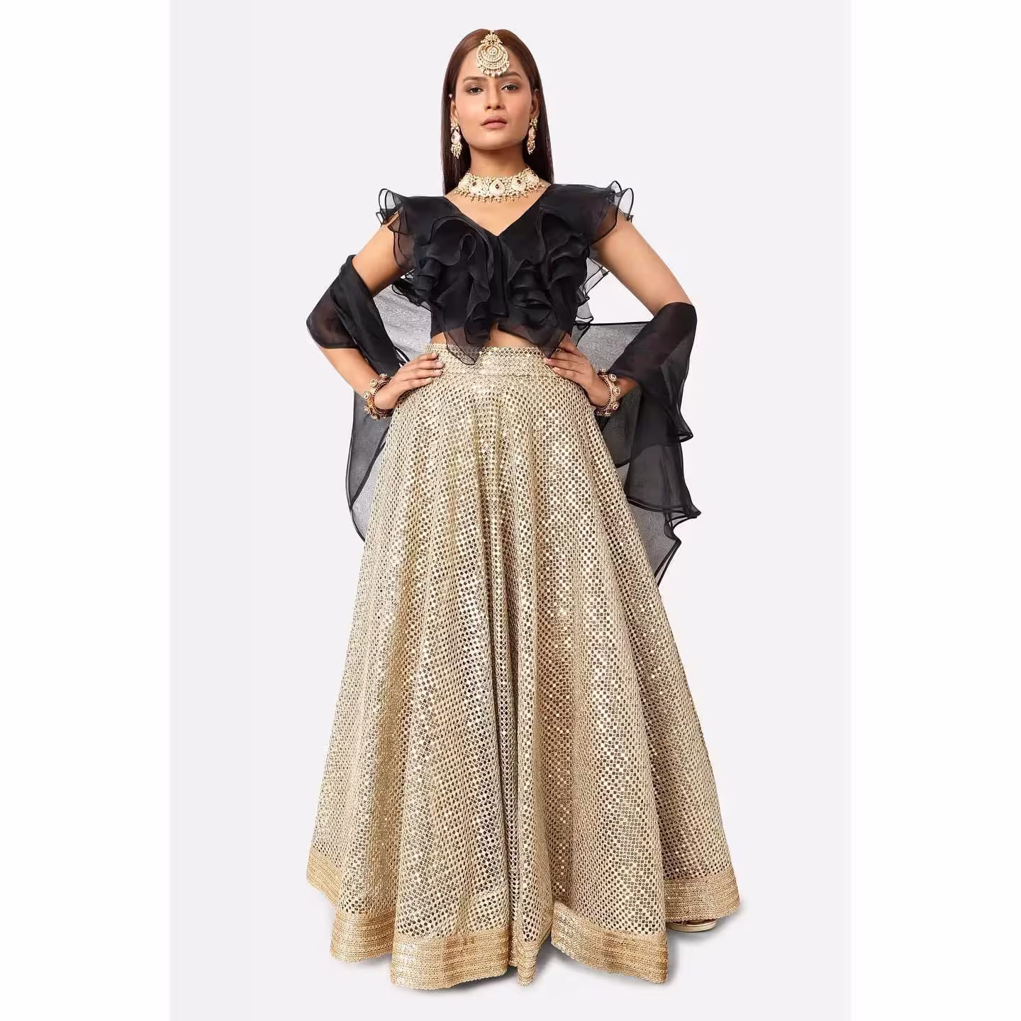 Black golden lehenga